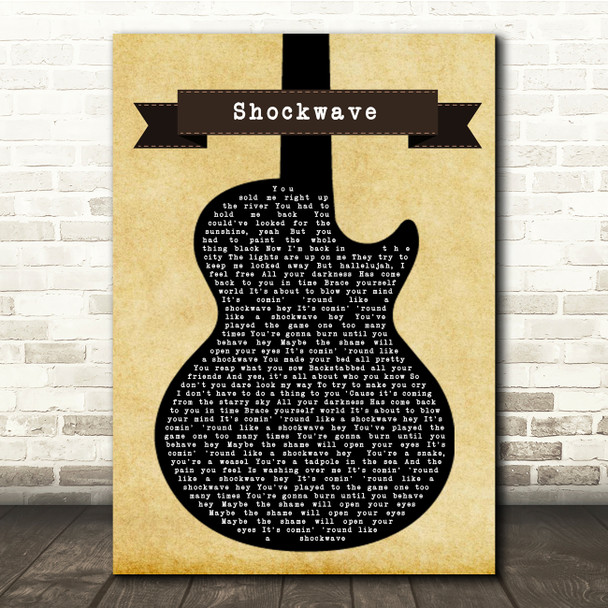 Liam Gallagher Shockwave Black Guitar Song Lyric Quote Music Print