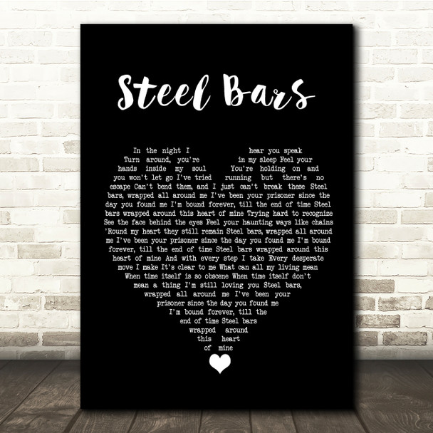 Michael Bolton Steel Bars Black Heart Song Lyric Quote Music Print