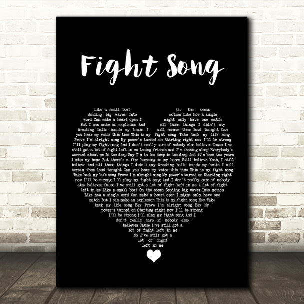 Rachel Platten Fight Song Black Heart Song Lyric Quote Music Print