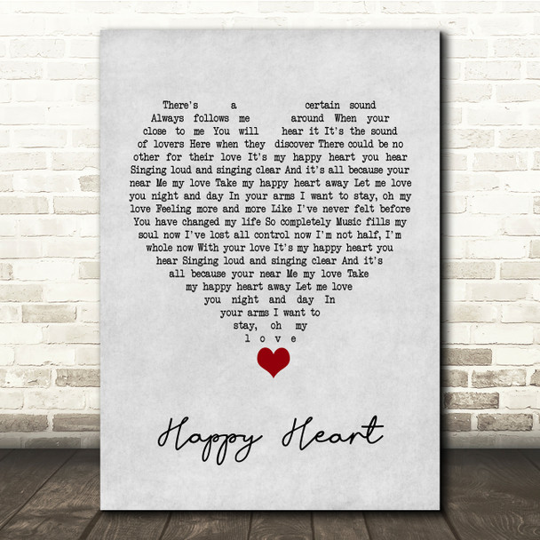 Andy Williams Happy Heart Grey Heart Song Lyric Quote Music Print