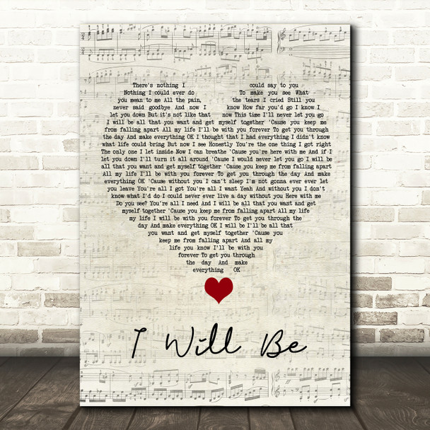 Avril Lavigne I Will Be Script Heart Song Lyric Quote Music Print