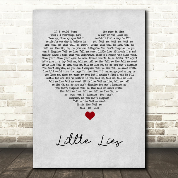 Fleetwood Mac Little Lies Grey Heart Song Lyric Quote Music Print