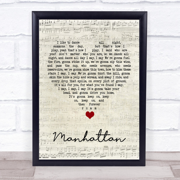 Kings Of Leon Manhattan Script Heart Song Lyric Quote Music Print