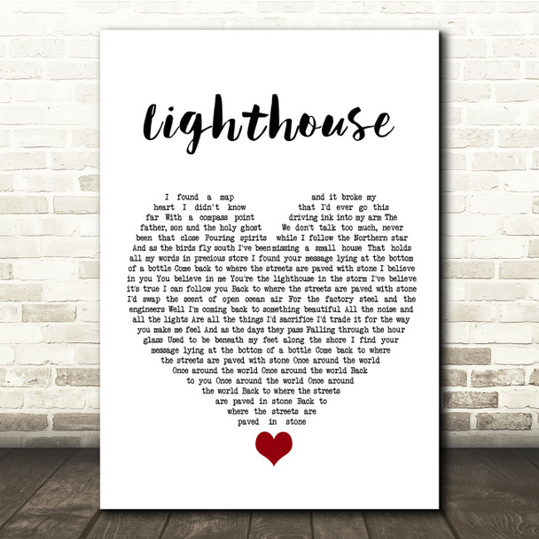 Lucy Spraggan Lighthouse White Heart Song Lyric Quote Music Print