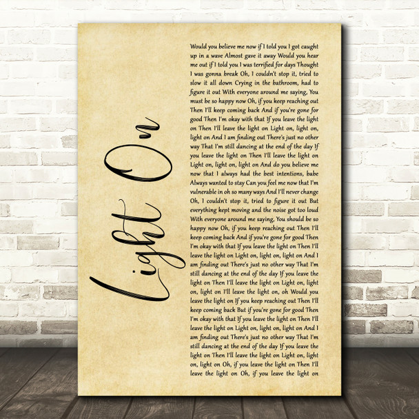 Maggie Rogers Light On Rustic Script Song Lyric Quote Music Print