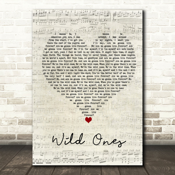 You Me At Six Wild Ones Script Heart Song Lyric Quote Music Print