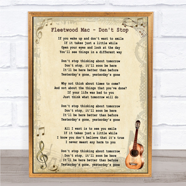 Fleetwood Mac Don't Stop Song Lyric Vintage Quote Print