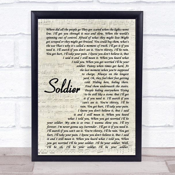 Gavin DeGraw Soldier Vintage Script Song Lyric Quote Music Print