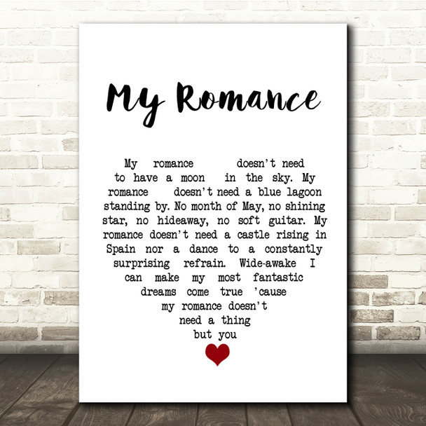 James Taylor My Romance White Heart Song Lyric Quote Music Print
