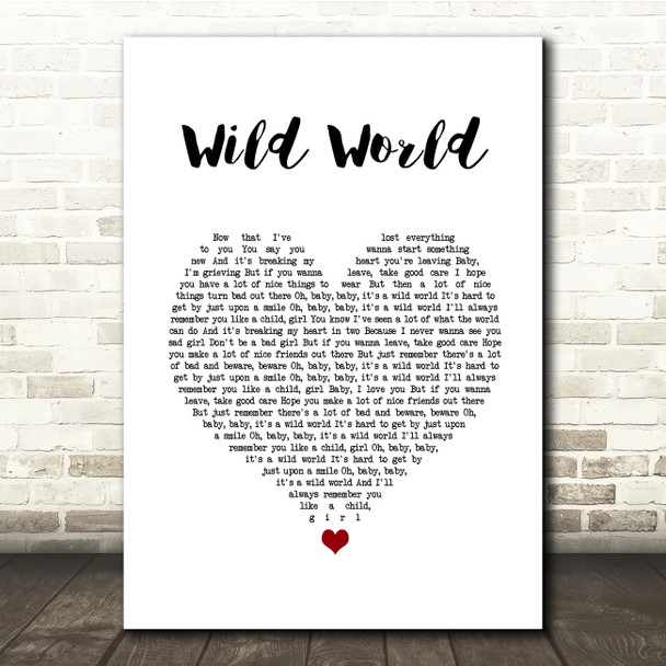 Cat Stevens Wild World White Heart Song Lyric Quote Music Print