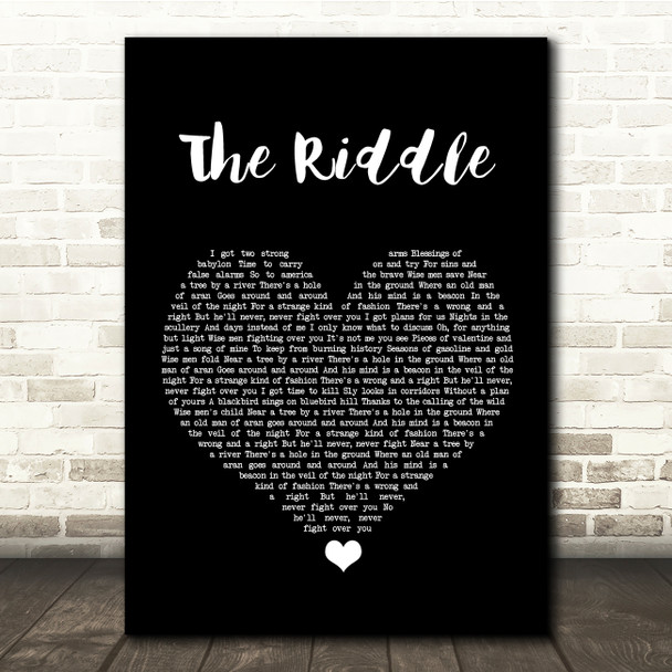 Nik Kershaw The Riddle Black Heart Song Lyric Quote Music Print