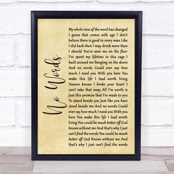 Cody Jinks No Words Rustic Script Song Lyric Quote Music Print