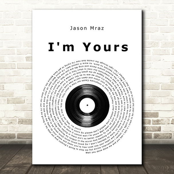 Jason Mraz I'm Yours Vinyl Record Song Lyric Quote Music Print