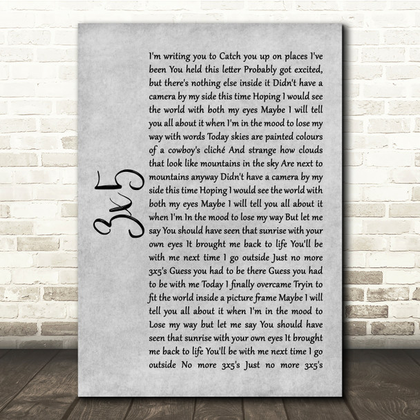 John Mayer 3x5 Grey Rustic Script Song Lyric Quote Music Print