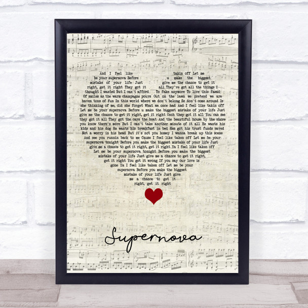 Mr Hudson Supernova Script Heart Song Lyric Quote Music Print