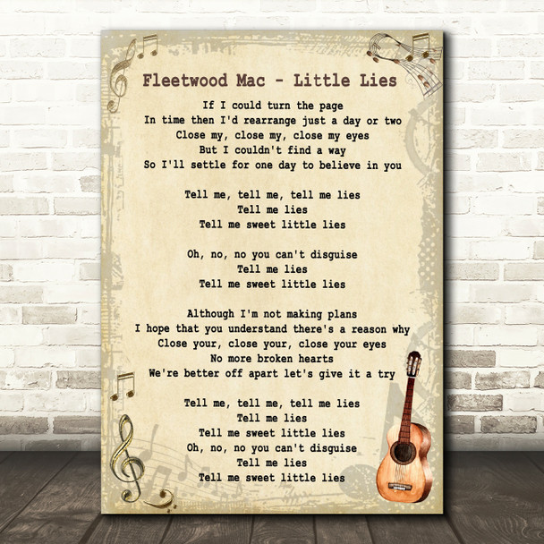 Fleetwood Mac Little Lies Song Lyric Vintage Quote Print