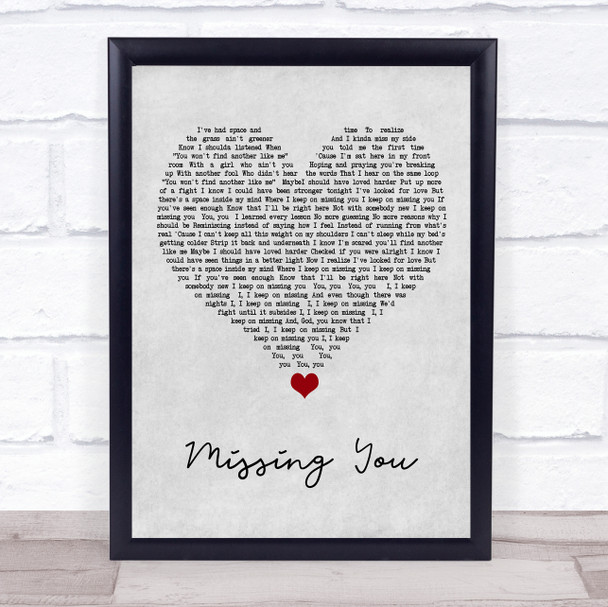 The Vamps Missing You Grey Heart Song Lyric Quote Music Print