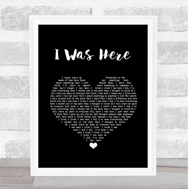 Beyonce I Was Here Black Heart Song Lyric Quote Music Print