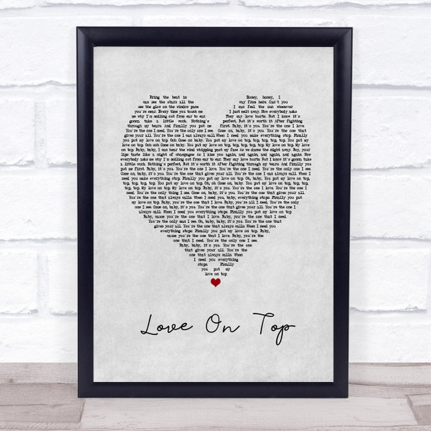 Beyonce Love On Top Grey Heart Song Lyric Quote Music Print