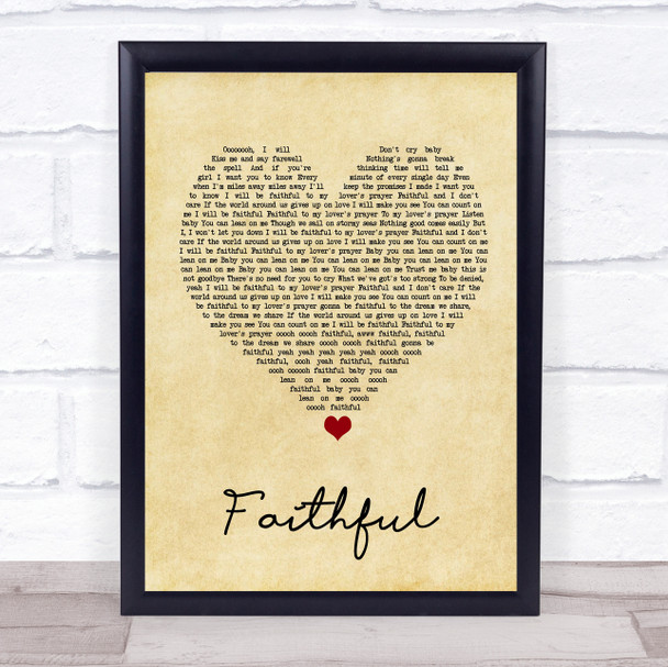 Go West Faithful Vintage Heart Song Lyric Quote Music Print