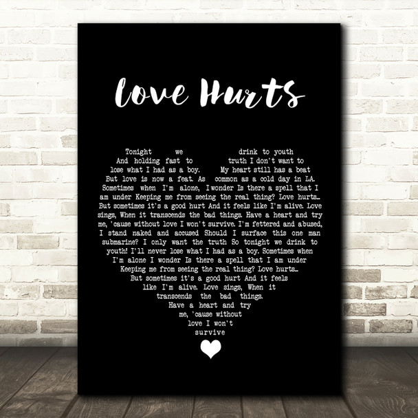 Incubus Love Hurts Black Heart Song Lyric Quote Music Print