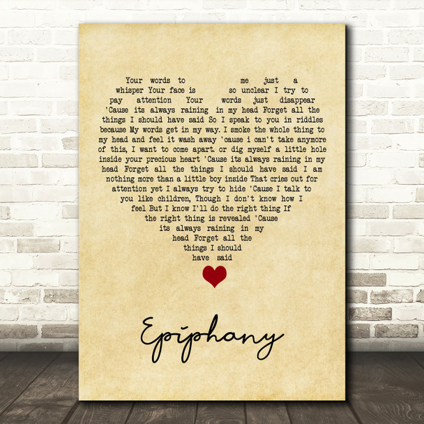 Staind Epiphany Vintage Heart Song Lyric Quote Music Print