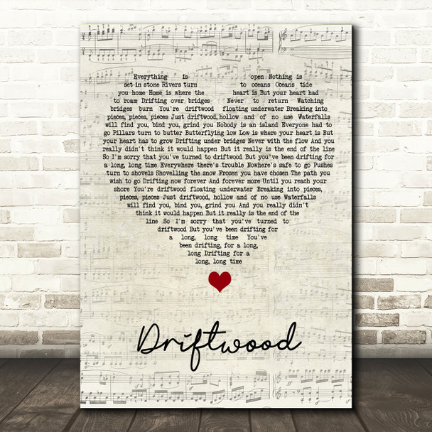 Travis Driftwood Script Heart Song Lyric Quote Music Print