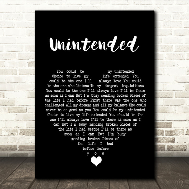 Muse Unintended Black Heart Song Lyric Quote Music Print