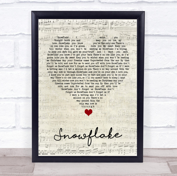 Sia Snowflake Script Heart Song Lyric Quote Music Print