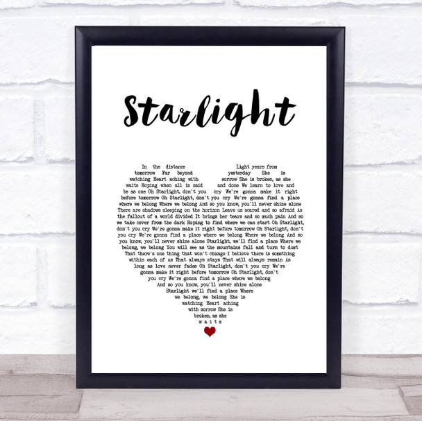 Slash Feat. Myles Kennedy Starlight White Heart Song Lyric Quote Music Print