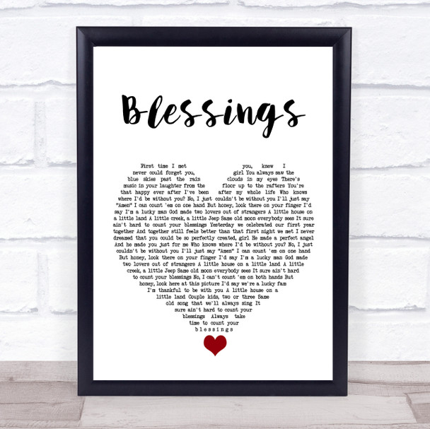 Florida Georgia Line Blessings White Heart Song Lyric Quote Music Print