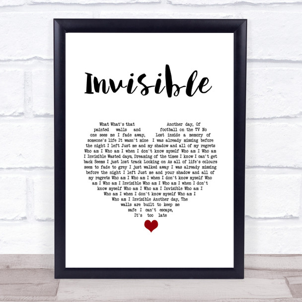5 Seconds Of Summer Invisible White Heart Song Lyric Quote Music Print