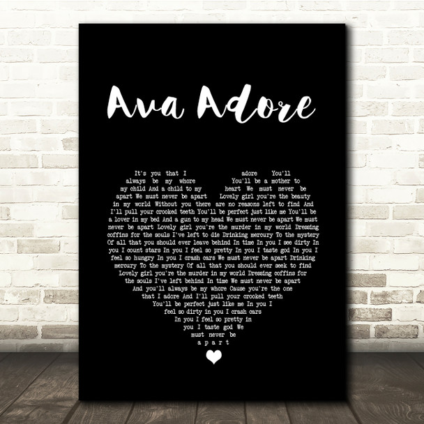 Smashing Pumpkins Ava Adore Black Heart Song Lyric Quote Music Print