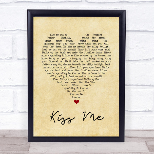 New Found Glory Kiss Me Vintage Heart Song Lyric Quote Music Print