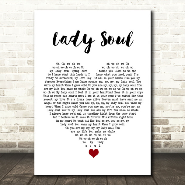 The Temptations Lady Soul White Heart Song Lyric Quote Music Print