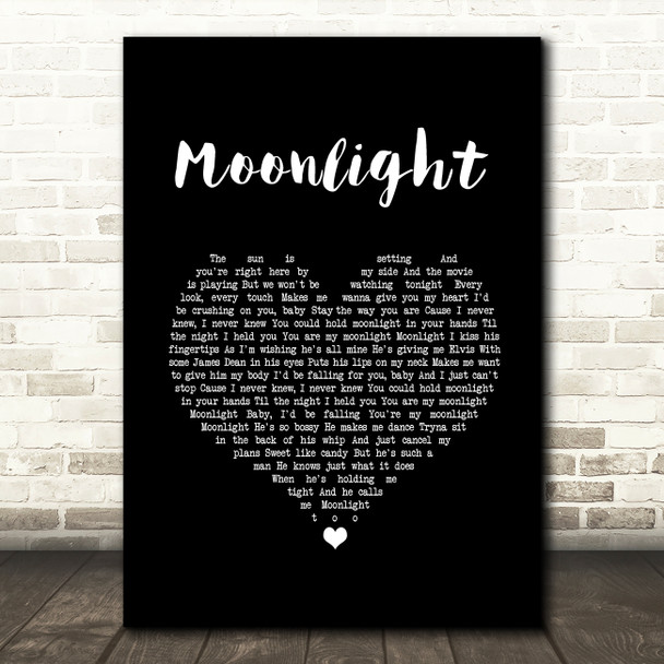 Ariana Grande Moonlight Black Heart Song Lyric Quote Music Print