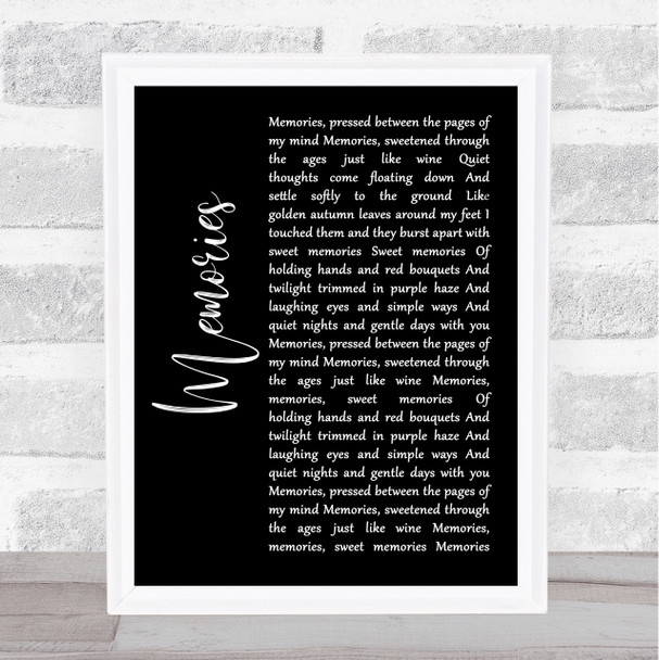 Elvis Presley Memories Black Script Song Lyric Quote Music Print