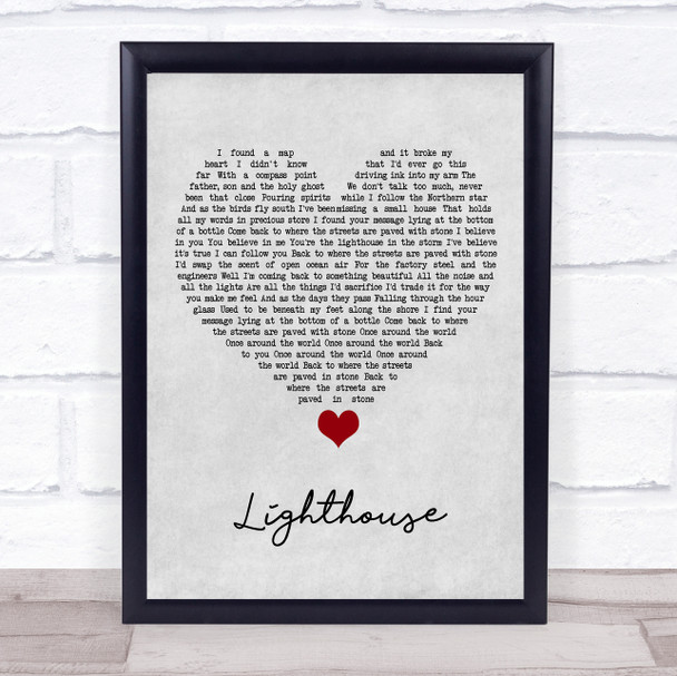 Lucy Spraggan Lighthouse Grey Heart Song Lyric Quote Music Print