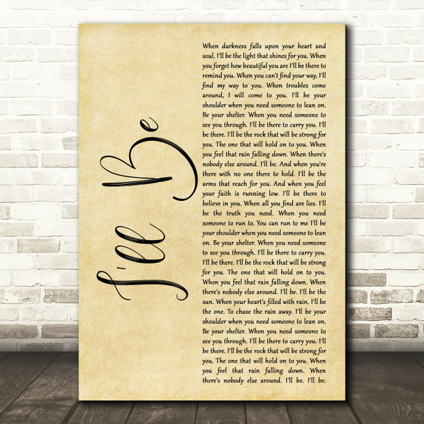 Reba McEntire I'll Be Rustic Script Song Lyric Quote Music Print