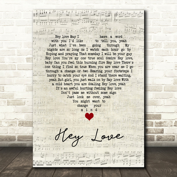 Stevie Wonder Hey Love Script Heart Song Lyric Quote Music Print