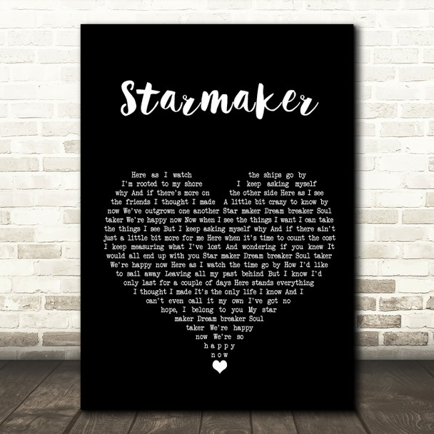 Fame Academy Starmaker Black Heart Song Lyric Quote Music Print