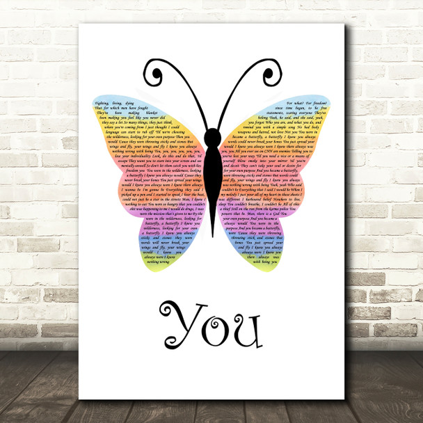 James Arthur You Rainbow Butterfly Song Lyric Quote Music Print