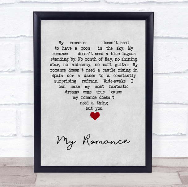 James Taylor My Romance Grey Heart Song Lyric Quote Music Print