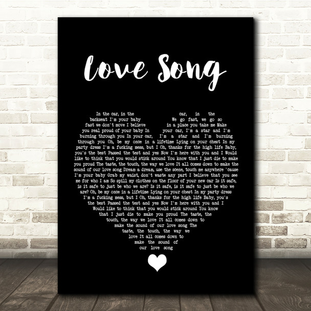 Lana Del Rey Love Song Black Heart Song Lyric Quote Music Print