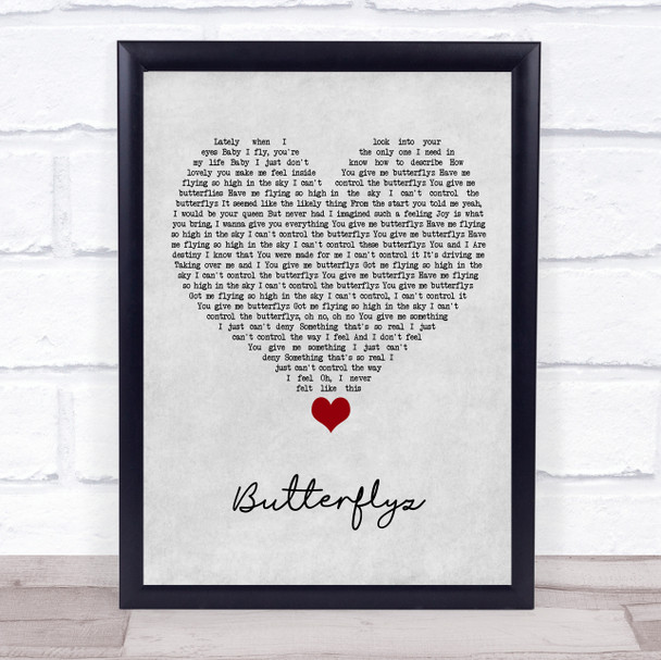Alicia Keys Butterflyz Grey Heart Song Lyric Quote Music Print