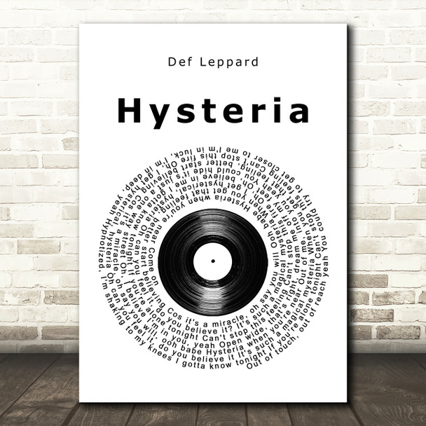 Def Leppard Hysteria Vinyl Record Song Lyric Quote Music Print