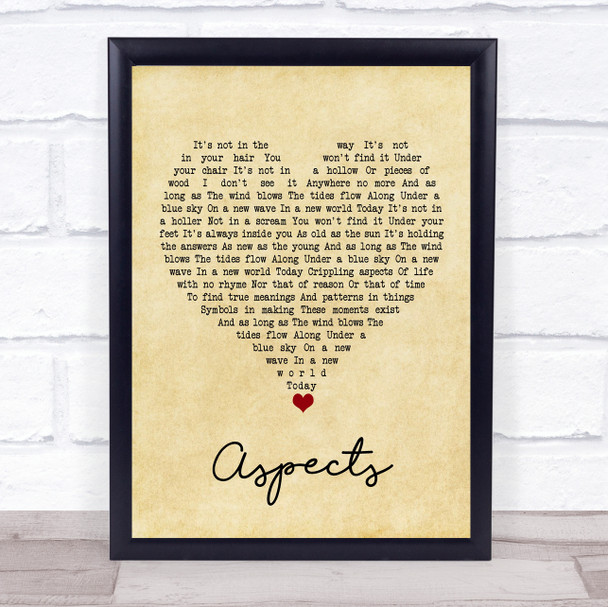 Paul Weller Aspects Vintage Heart Song Lyric Quote Music Print