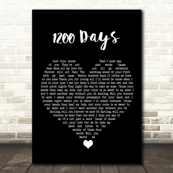 Eric Baker 1200 Days Black Heart Song Lyric Quote Music Print