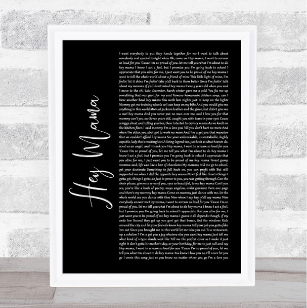Kanye West Hey Mama Black Script Song Lyric Quote Music Print