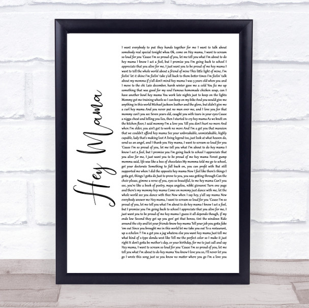 Kanye West Hey Mama White Script Song Lyric Quote Music Print